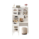 Computer Desk with 90 Degree Rotating Desktop, 43x70 Inch Office Desk with Storage Drawer and N733P279101K