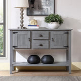 48'' Solid Wood Sideboard Console Table with 2 Drawers and Cabinets and Bottom Shelf, Retro Style W120270245