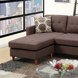 Chocolate Polyfiber Sectional Sofa Living Room Furniture Reversible Chaise Couch Pillows Tufted Back B011127927