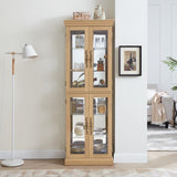 Lighted Glass Curio Display Cabinet,Display Cabinet,Glass Storage Cabinet Glass Wine cabinet Wood W2275P199811
