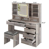 Large Vanity Table Set with LED Lighted Mirror, Vanity Desk with Charging Station, Makeup Table with 23225109