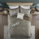 5 Piece Jacquard Bedspread Set with Throw Pillows Blue/Brown King B03597490