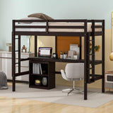 ZNTS Twin size Loft Bed with Desk and Writing Board, Wooden Loft Bed with Desk & 2 Drawers Cabinet 41615218