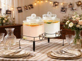1.5 Gallon Glass Beverage Dispenser 2 Pack, Drink Dispensers with Metal Stand & Stainless Steel 90471663
