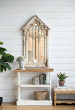 35.5" x 14" x 32" Distressed White and Natural Wood Shelf Tray, French Country Console Table W2078141936