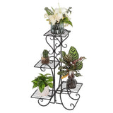 ZNTS 4 Potted Square Flower Metal Shelves Plant Pot Stand Decoration for Indoor Outdoor Garden Black 34517195