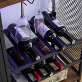 Coffee Bar Cabinet with Power Outlet, Industrial Buffet Cabinet with LED Strip and Glass Holder, W1705P179846