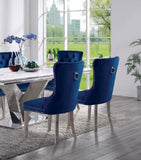 ZNTS Contemporary Blue Color Flannelette 2pcs Side Chairs Button-Tufted Upholstered Dining Chairs B011P208975