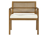 Mid-Century Modern Dining Chairs Set of 2, Upholstered Wood Frame Dining Chairs with Natural Rattan N768P489279W