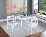 Della 3-Piece Solid Wood Kids Table & Two Chair Set, White B022P174731