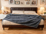 Gray 740GSM Faux Wolf Fur Throw Blanket 60"x80" Double-Sided Soft Fleece Lined Blanket 23331155