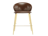 Kira Indoor Upholstered Bar Stool, Dark Brown Faux Leather with Metal Frame, Set of 2 N775P263305D