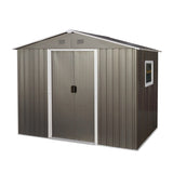 ZNTS 8ft x 6ft Outdoor Metal Storage Shed with Window Grey W540P146761