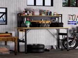 71''Adjustable Workbench with pegboard, Heavy Duty Wooden Desktop Workbench with Wheels, 1600 lb. W1162P384342