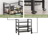 Heavy-Duty 3-Tier Storage Kitchen Cart with 2 Detachable Mesh Baskets, Metal Storage Organizer 62229063
