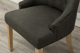 Charcoal Button Tufted Solid Wood Wingback Hostess Chairs with Nail Heads Set of 2 T2574P164606