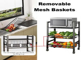 Heavy-Duty 3-Tier Storage Kitchen Cart with 2 Detachable Mesh Baskets, Metal Storage Organizer 62229063