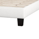 Upholstered Platform Bed with Saddle Curved Headboard and Diamond Tufted Details, King, Beige WF294420AAA