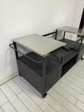 Outdoor Grill Table for Big Green Egg Style BBQ, Metal Grill Cart with Storage Box, Compatible with W3190P305792