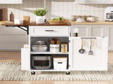 39.3" Farmhouse Kitchen Island with Drop Leaf, Kitchen Storage Island with Open Side Rack, One 44318455