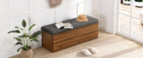 ZNTS 49" Storage Bench Storage Cabinet Storage Ottoman with Adjustable Shelves, Padded Seat Cushion and N719P189586E