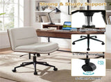 White Armless Office Chair , Curved Backrest & Wide Seat, 360&deg Swivel & Rocking Function 49770662
