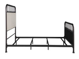 Industrial Style 1pc Queen Size Bed Rustic Curved Edges Metal Frame Fabric Upholstered HB FB, Dark B2741P609108