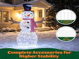 Pre-Lit Christmas Snowman Decoration with 80 Cold White LED Lights, IP44 Waterproof Metal Tinsel 38354668