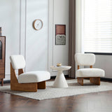 Modern Beige Lounge Chair with Polyester Upholstery, Sturdy Wood Base With Natural N767P241702N