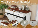 Farmhouse Double Tilt Out Trash Cabinet for 20 Gallon Trash Cans, Free Standing Recycling Cabinet W2557P237960