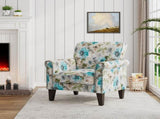 Barnet Accent Chair in Pastel Blue and Gray Floral with Solid Wood Legs B127P495064