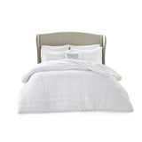 5 Piece Microfiber Ruffled Comforter Set White Cal King B03596867