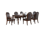 Traditional Set of 2pcs Arm Chairs Brown Cherry Solid wood Espresso Leatherette Tufted Formal Dining B011P197301