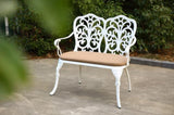 Patio Garden Bench Metal Park Bench Cast Aluminum Outdoor Furniture with Floral Rose for W640P250989