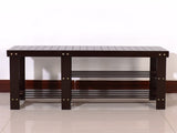 90cm Strip Type Bamboo Stool Shoe Rack with Boots Compartment Coffee 83390243