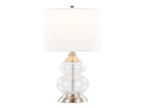 Belle 20" Contemporary Glass Accent Lamp in Clear Wrinkle Glass, Brushed Nickel and White Linen B202P224027