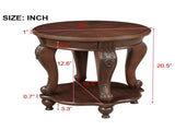 22'' Retro Round End Table,Solid Wood Sofa Side Table with Shelf,Living Room Corner Table Easy 66103170