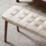 (Off White) Natural Oak Wood for Dining Bench Table Bench for Living Room With Leather Cushion W1283P297200