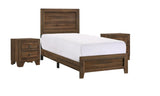 Brown Cherry Finish Fabric 1pc Twin Size Panel Bed Beautiful Wooden Bedroom Furniture Contemporary B011P174709
