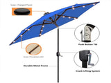 9ft Solar LED Lighted Patio Umbrella, Table Market Umbrella, Outdoor Umbrella for Garden, 73199991