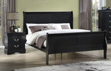1pc Black Finish Two Drawers Louis Philip Nightstand Solid Wood Contemporary & Simple Style B01181970