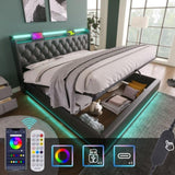 King size Upholstered, 360 surround LED function, Buttons/Apps/Remote Control, hydraulic storage N736P188808B
