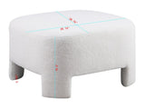 White Sherpa Sofa Ottoman, 28.74" L28.74" W18.5" H, No Assembly Required W1099P361840