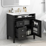 30'' Bathroom Vanity with Top Sink, Modern Bathroom Storage Cabinet with 2 Drawers and a Tip-out N710P206904B