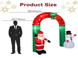 8 ft Santa and Snowman Christmas Inflatable Archway with 7 LED Lights, Multicolor 99718287