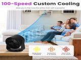 Portable USB Table Fan 100 Speed Settings Real-Time LCD Display Battery Indicator, 120 Degree 31502836