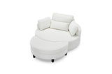 51-inch beige corduroy sofa with two throw pillows and a waist pillow with an extra tray for W1658P143720