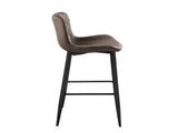 Set of 2 Pub Height Chairs Brown Velvet Upholstery Modern Casual Dining Furniture Metal Legs, B011P234282