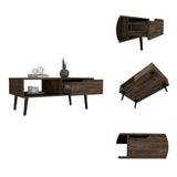 Oslo Coffee Table, One Drawer, One Open Shelf, Four Legs -Dark Walnut B07091973