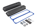 Black Finned Tall Valve Covers 3-11/16" Height with Center Bolt Fit for Chevy SBC 305 350 450 5.0L & 77810256